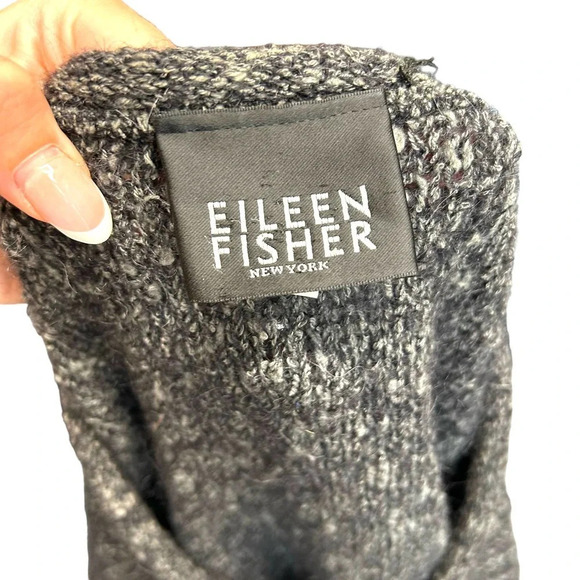 Eileen Fisher Vintage Marled Charcoal Gray V-Neck Sweater Tunic Size Large - Picture 6 of 7